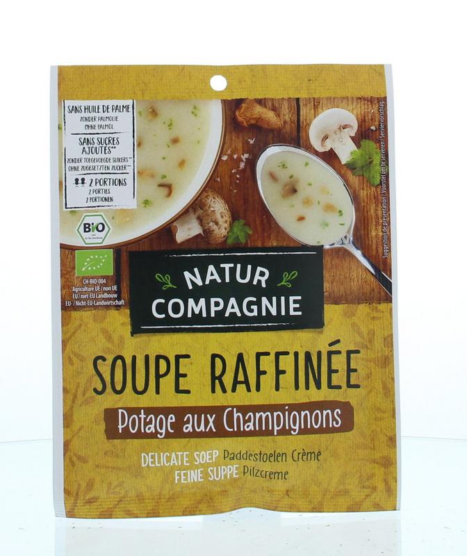 Natur Compagnie organic mushroom cream soup in a 40g package, featuring fresh mushroom ingredients for a rich, savory flavor.