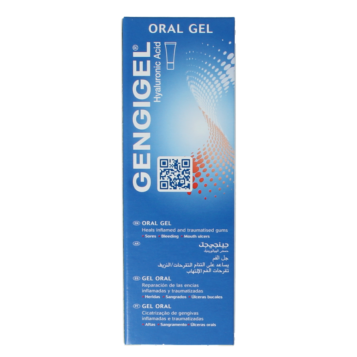 Gengigel Gel 20ml for oral hygiene and teeth cleaning, featuring a tube with a white cap and label, designed for dental care.
