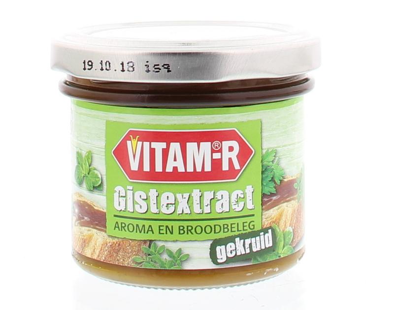 Vitam Gistextract kruiden bio 125g jar, organic yeast extract used in sauces and flavorings, with label and lid visible.
