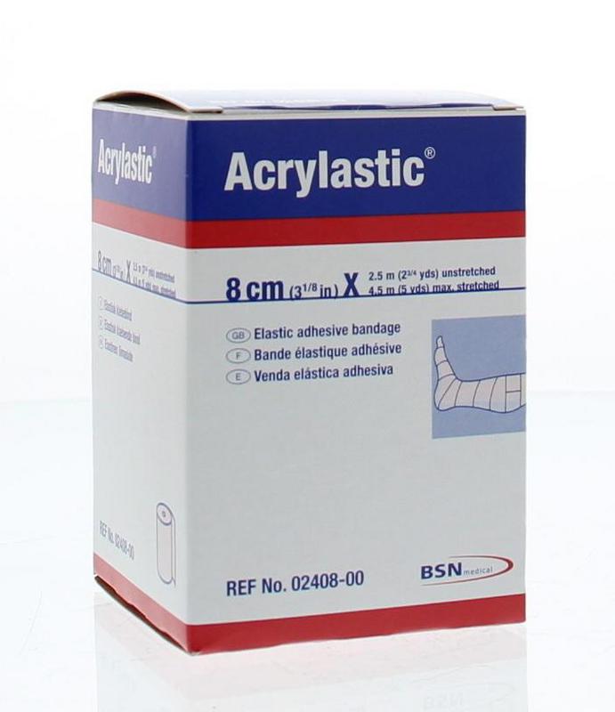 Acrylastic Windsels tape, 2.5m x 8cm, in natural color, used for secure wrapping and support, from Acrylastic brand.