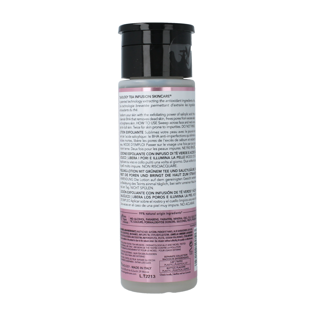 Teaology Tea Glow exfoliating lotion 150ml bottle, face skincare product with a sleek packaging design.