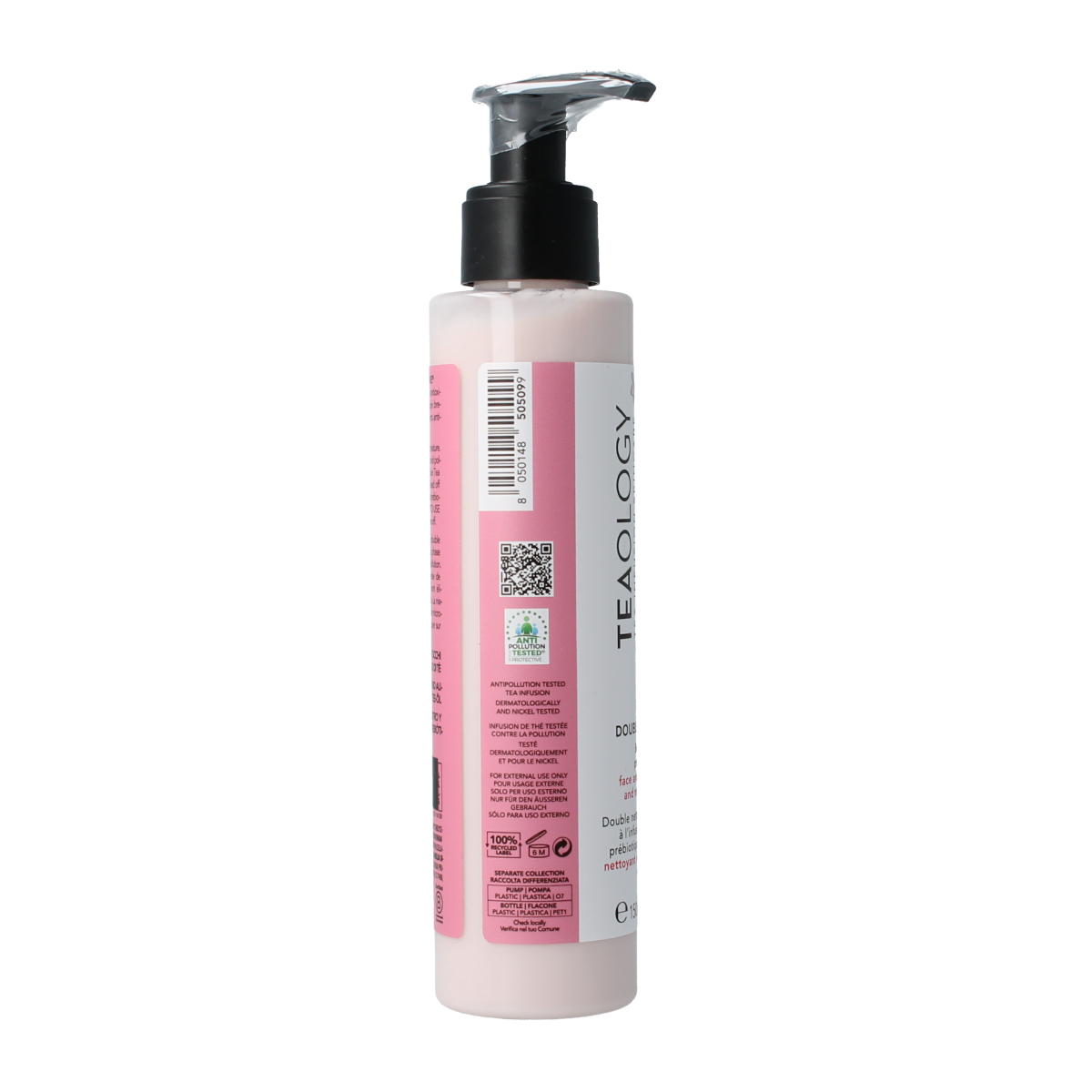 Teaology Peach Tea Milk Double Cleanser in 150ml bottle, gentle facial cleansing product with peach tea extract.