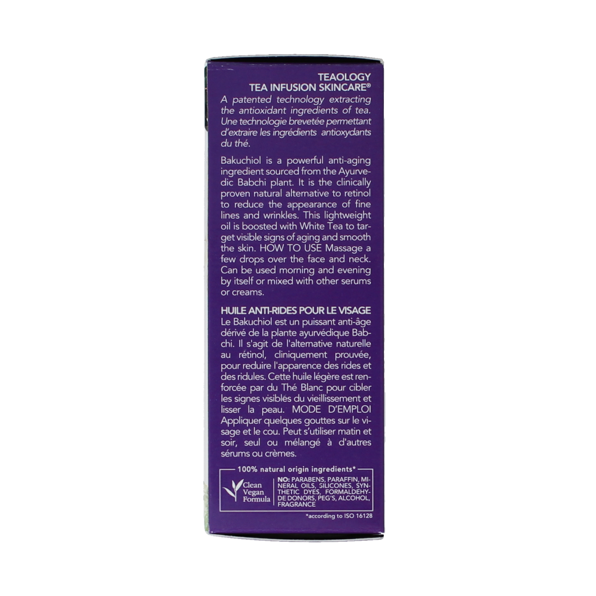 Teaology Bakuchiol facial infusion in a 15ml bottle, natural skincare product for gentle skin rejuvenation.