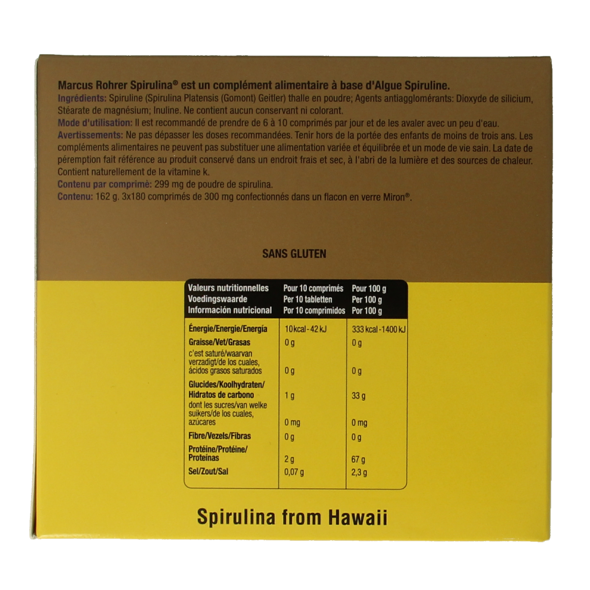Marcus Rohrer Spirulina tablets in a container, herbal supplement from the Kruidenpreparaten category, 540 tablets.