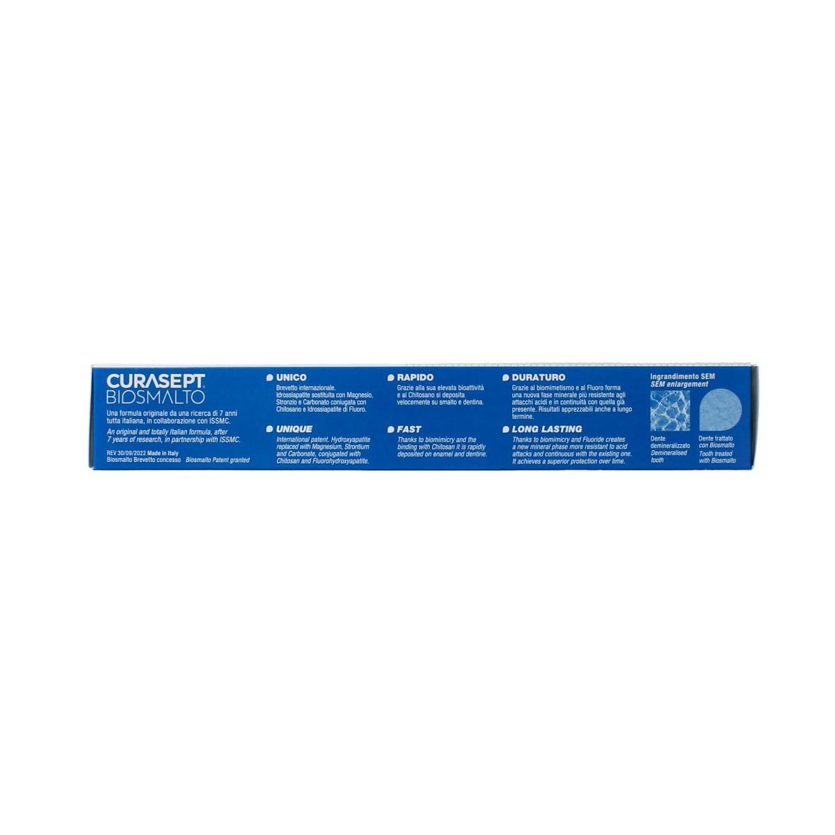 Curasept Biosmalto junior toothpaste for caries and erosion, 75ml, showing the tube with blue and white packaging.