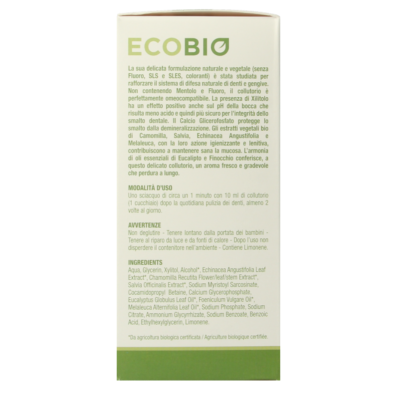 Curasept EcoBio mouth rinse in a 300ml bottle, natural mouthwash for oral hygiene, with eco-friendly ingredients.