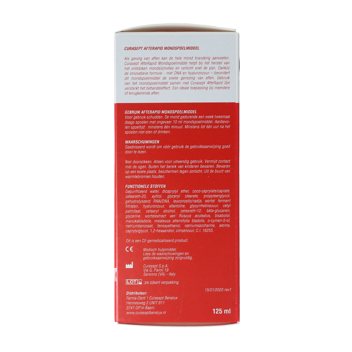 Curasept Afterapid mouthwash in 125ml bottle, designed for oral care and mouth hygiene.