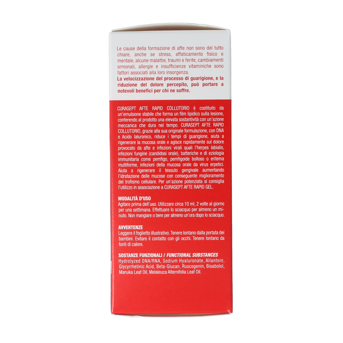 Curasept Afterapid mouthwash 125ml bottle, antibacterial oral rinse for mouth and gum care, in a clear plastic bottle.