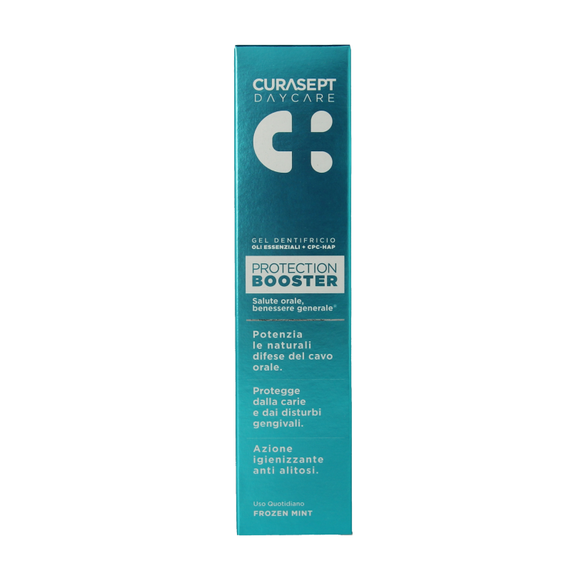 Curasept Daycare frozen mint mouthwash bottle, 75ml, a Mondspoelmiddelen product with refreshing mint flavor.