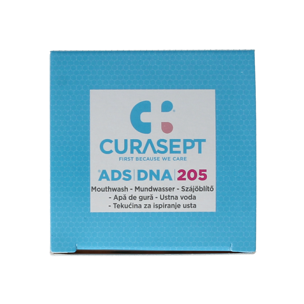 Curasept ADS DNA 205 CHX 0.05% mouth rinse bottle, 200ml, antibacterial oral health care product.