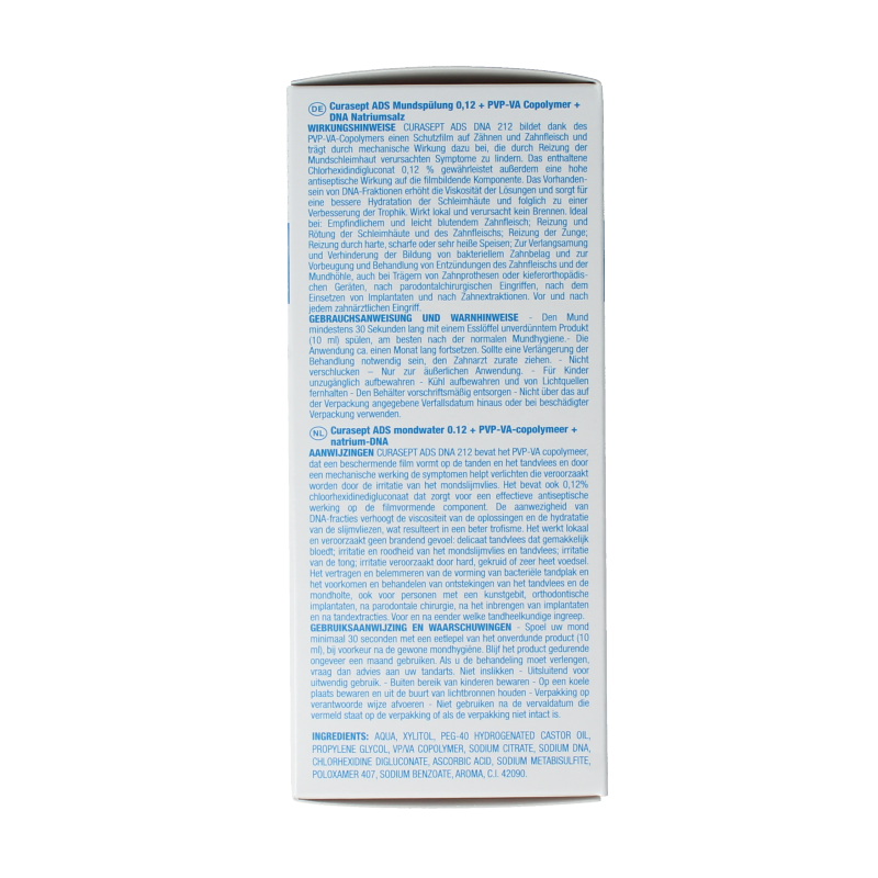 Curasept Mondspoelmiddel with 0.12% chlorhexidine in a 200ml bottle for oral rinsing and mouth hygiene.