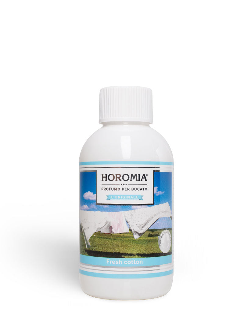 Horomia Wasparfum Fresh Cotton fabric softener bottle, 250ml, with a clean cotton scent, for fresh laundry.