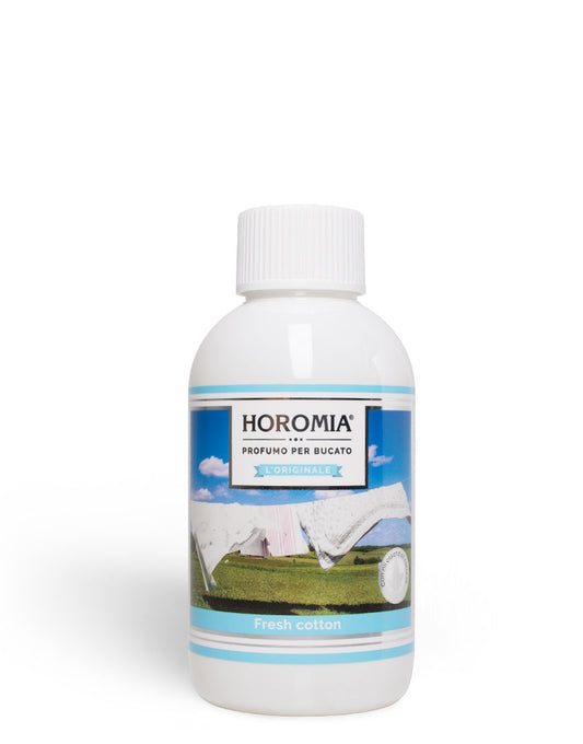 Horomia Wasparfum Fresh Cotton fabric softener bottle, 250ml, with a clean cotton scent, for fresh laundry.