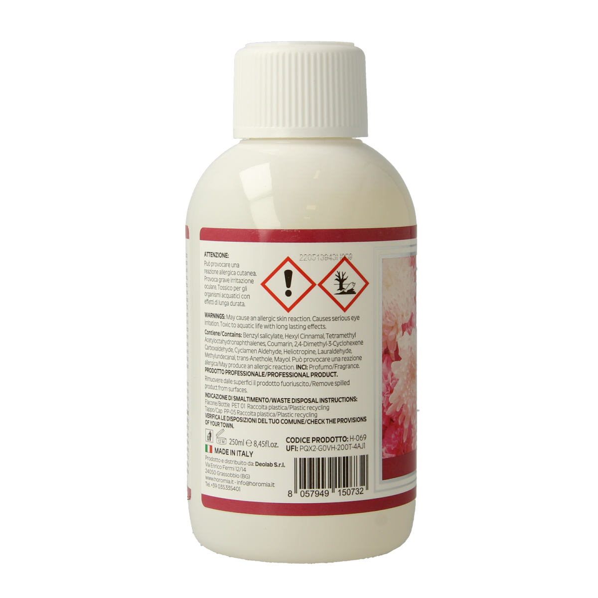 Horomia Wasparfum petali di peonia in 250ml bottle, luxurious petal-scented fabric softener for fresh laundry