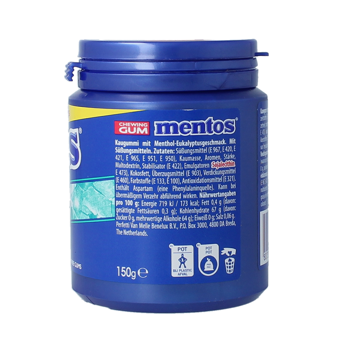 Mentos Breeze Mint Gum pack with 100 pieces, showing colorful gum packaging and fresh mint flavor branding.