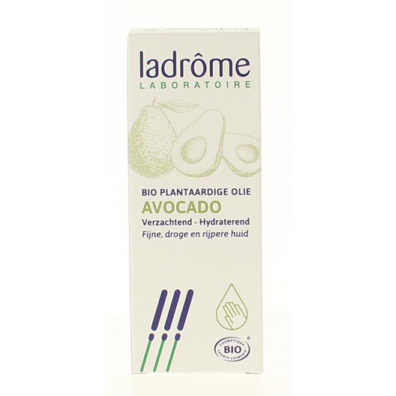 Ladrome bio avocado body oil in 100ml bottle, natural skincare product with fresh avocado oil for moisturizing skin.
