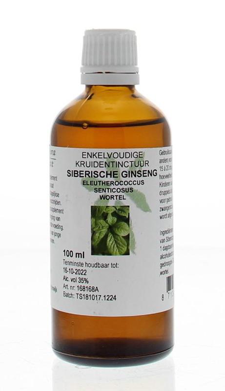 Cruydhof Siberian ginseng root herbal supplement in 100ml bottle, natural herbal preparation with ginseng root.