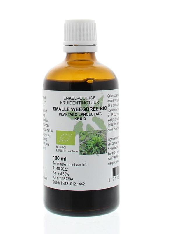 Natura Sanat Plantago lanc herbal tincture in 100ml bottle, small plantago leaf extract for herbal remedies.