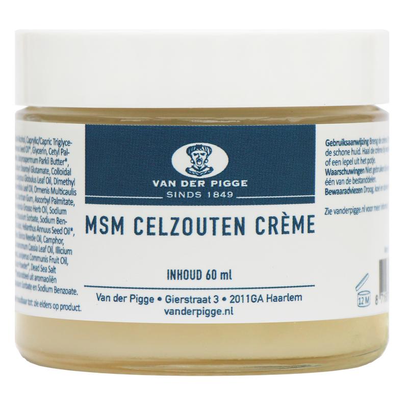 van der Pigge MSM Celzoutencreme in 60ml jar, body care product with creamy texture and soothing ingredients for skin care