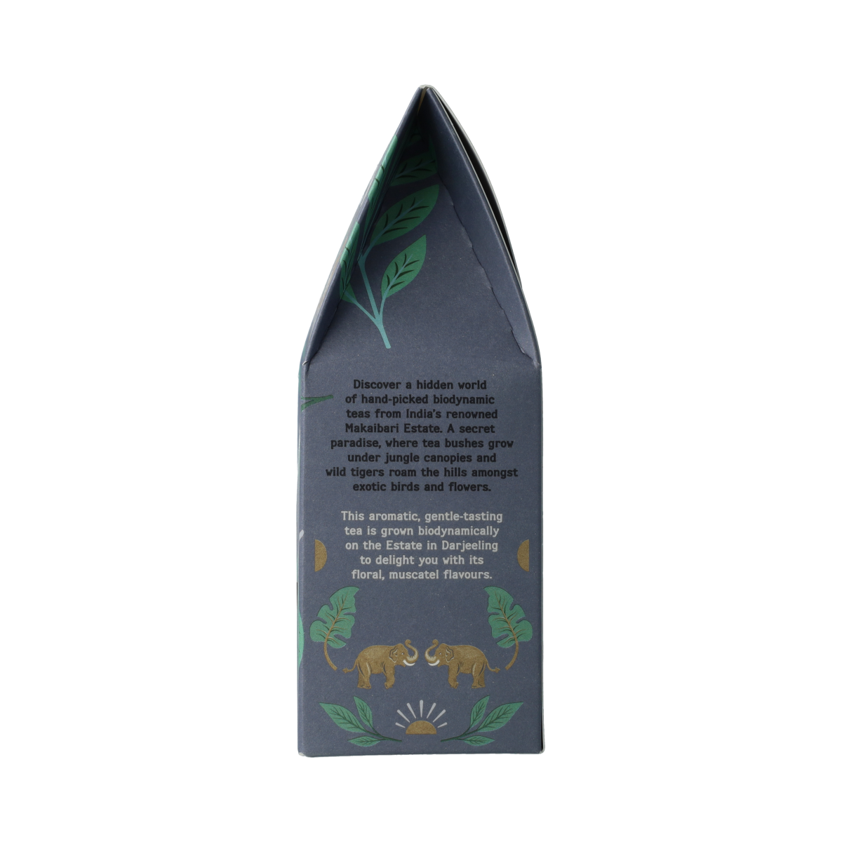 Hampstead Darjeeling loose bio Demeter tea in 100g package, showcasing a clear view of the tea leaves and packaging.