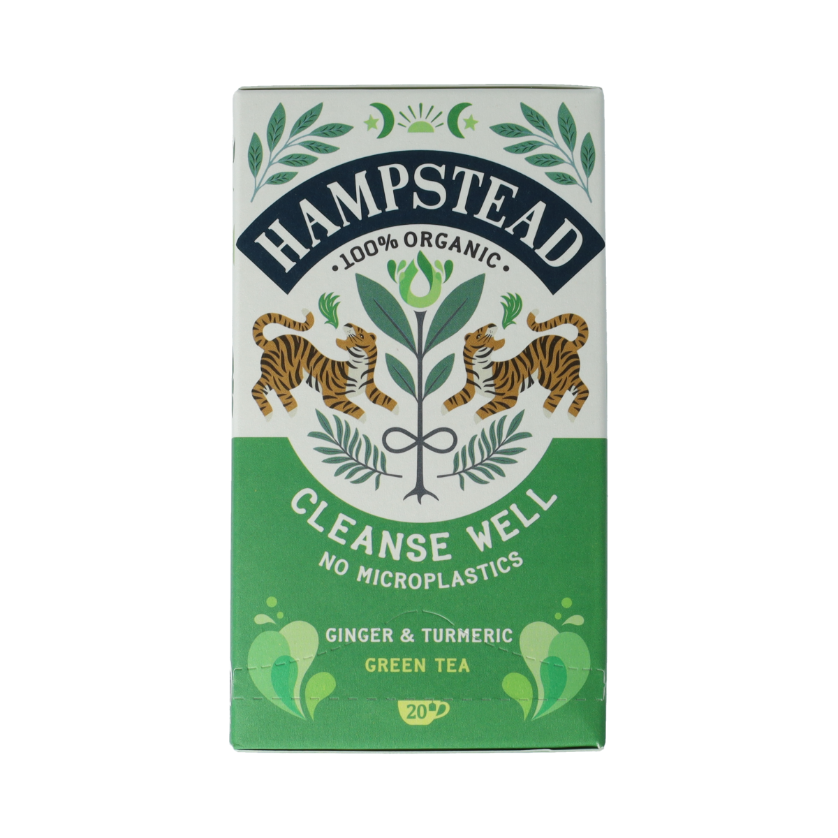 Hampstead Thee Cleanse Well Bio tea in a box with 20 tea bags, natural herbal blend for detox and wellness.