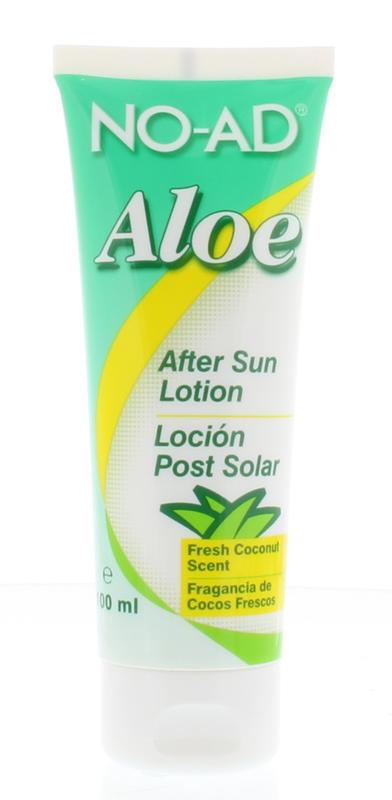 Noad Aftersun lotion with aloe vera in 100ml bottle, moisturizing after sun exposure, featuring a clear bottle with aloe vera gel inside.