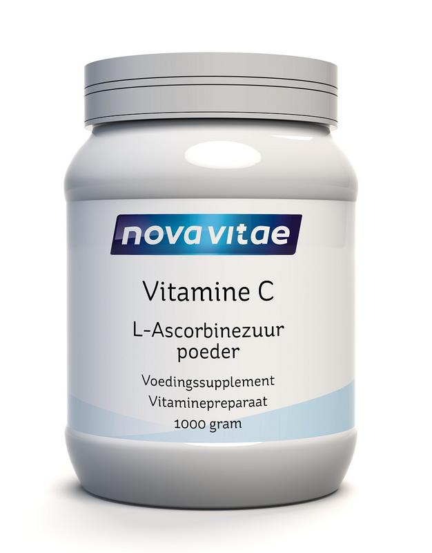 Nova Vitae Vitamine C ascorbinezuur poeder in 1kg bag, natural vitamin C supplement with pure vitamin C powder.
