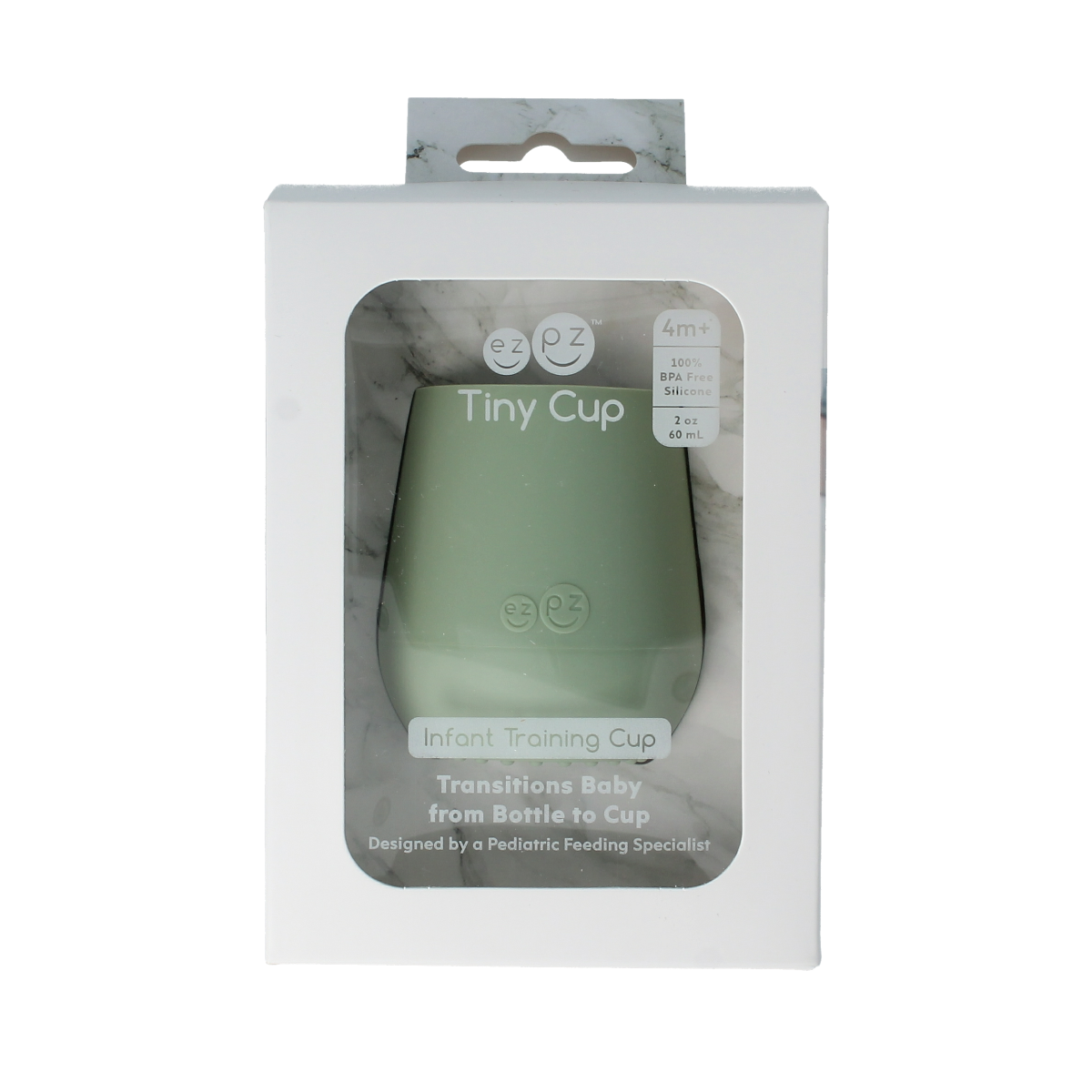 Ezpz Tiny Cup in sage for babies and toddlers, made of durable, child-friendly material, perfect for small hands and mealtime.