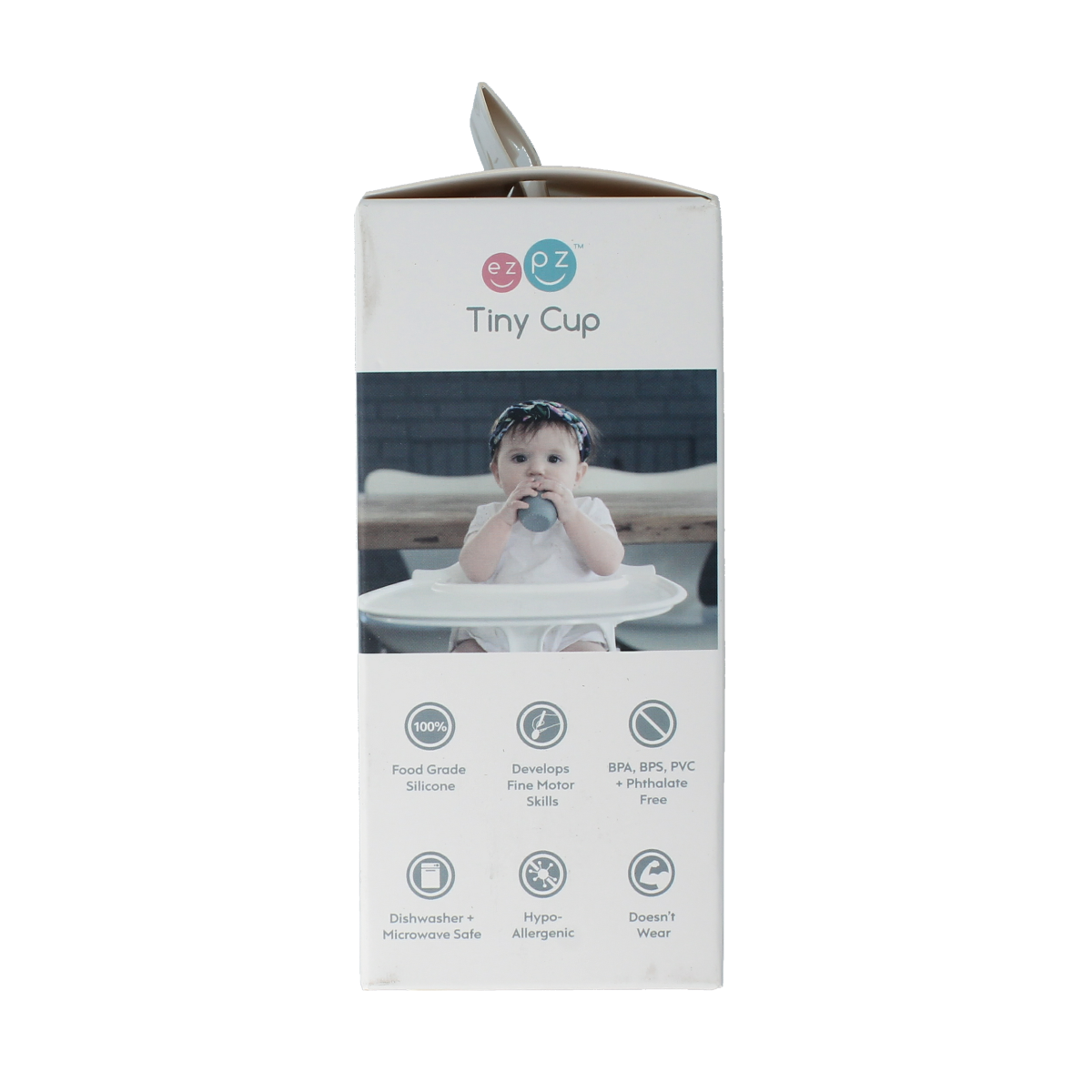 Ezpz Tiny cup in sage color, baby and toddler-friendly cup for use at home, perfect for small hands and easy drinking.