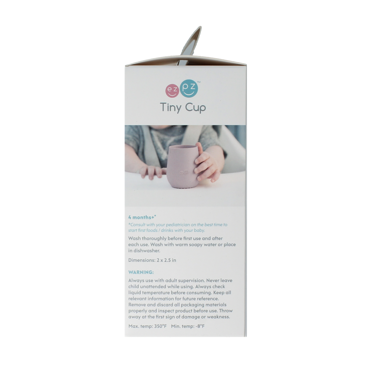ezpz Tiny cup in sage for babies and toddlers, perfect for in-home use, showing the small, colorful silicone cup on a clean surface.