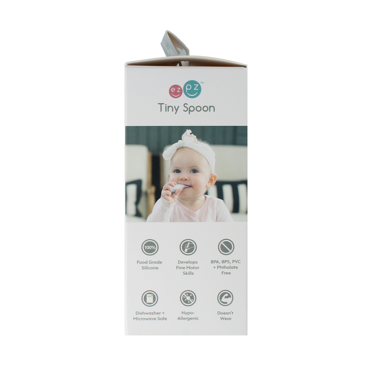 ezpz Tiny spoon set for toddlers, 2-piece baby and toddler feeding utensils, soft handles and durable design