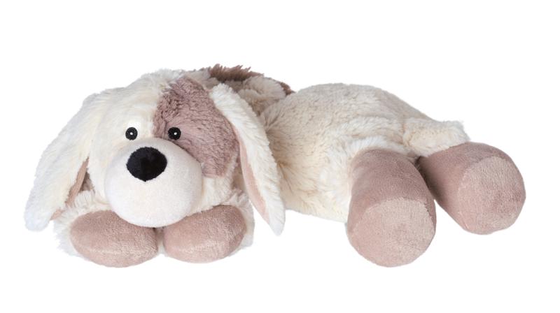 Warmies Hot Pak hond in lichtbruin, soft plush toy and heat pack, cozy stuffed animal for comfort and warmth.