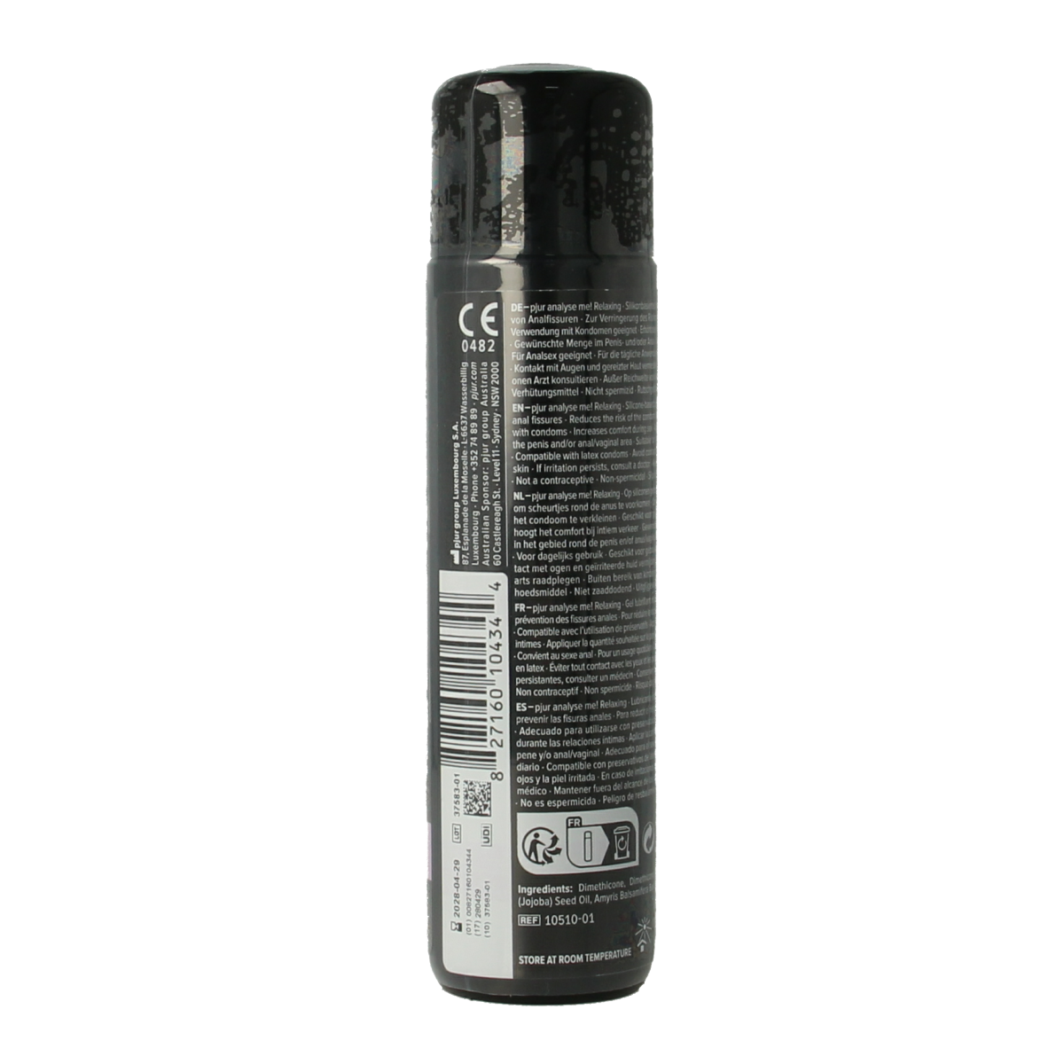 Pjur Analyse me silicone-based anal lube in a 100ml bottle, smooth and transparent lubricant for intimate use.