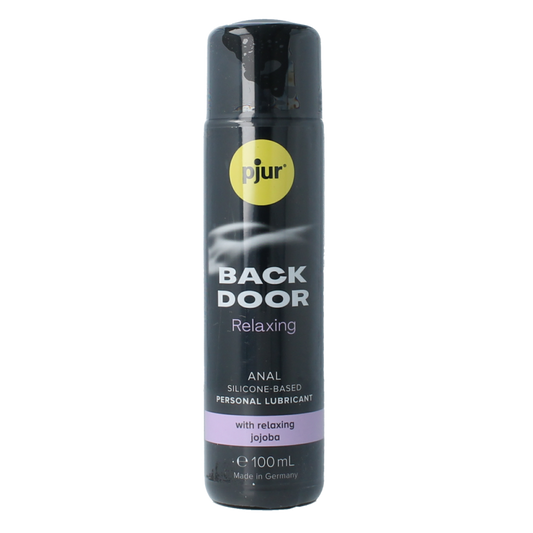 Pjur Backdoor anal gel, 100ml, a smooth lubricant in a clear bottle with a white cap, designed for anal pleasure.