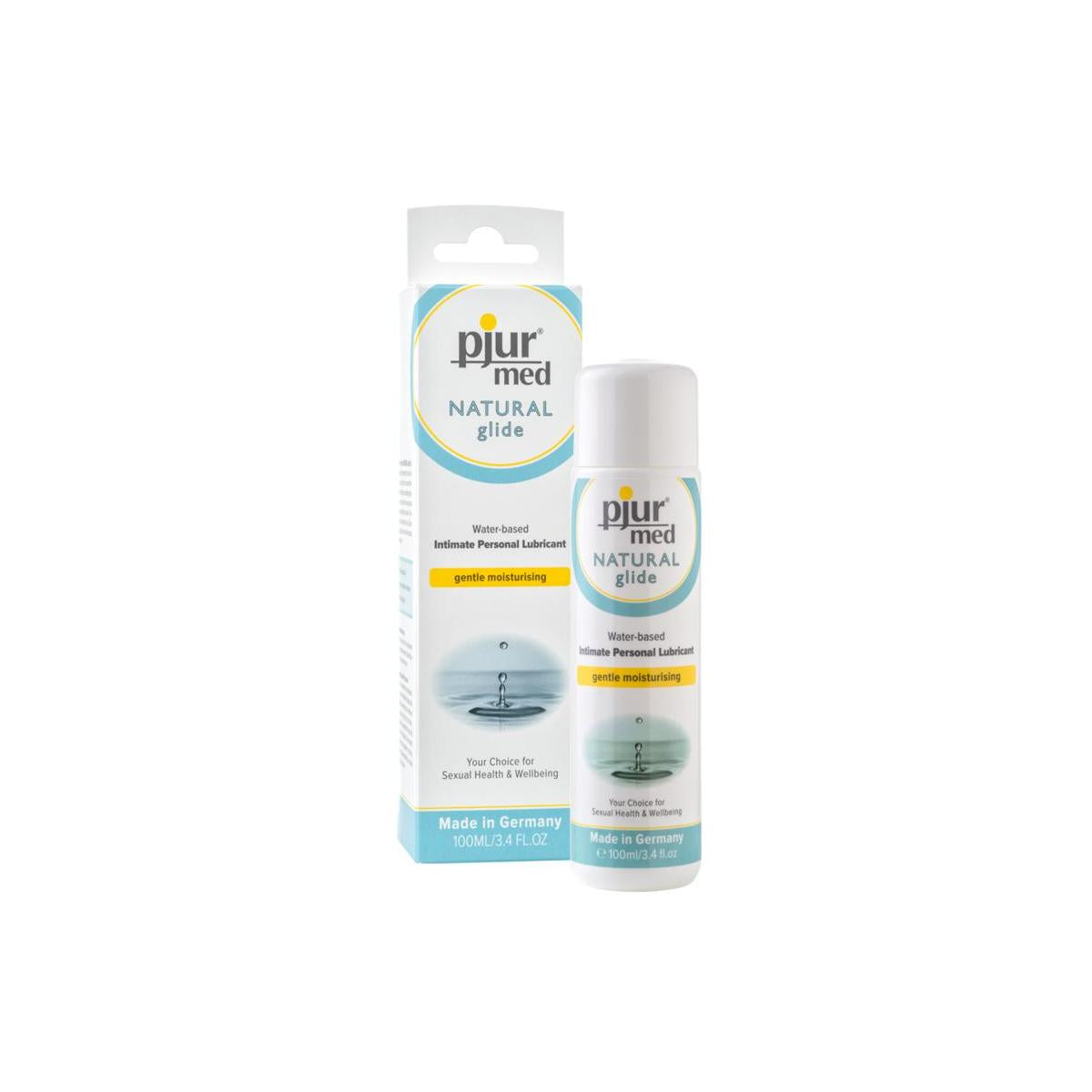 Pjur Natural Glide lubricant in 100ml bottle, water-based personal lubricant for smooth, comfortable use.