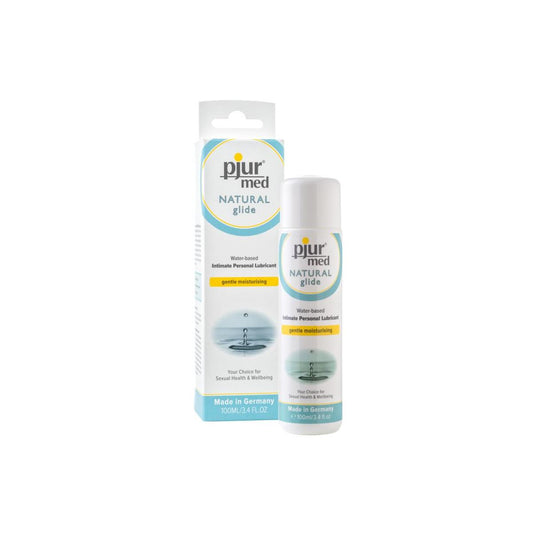 Pjur Natural Glide lubricant in 100ml bottle, water-based personal lubricant for smooth, comfortable use.
