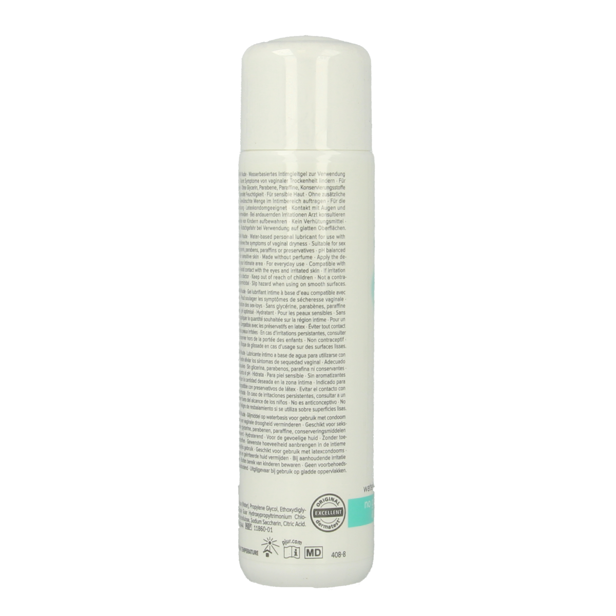 Pjur Woman nude lubricant in 100ml bottle, clear gel for intimate use, featuring the Pjur brand label on the packaging.