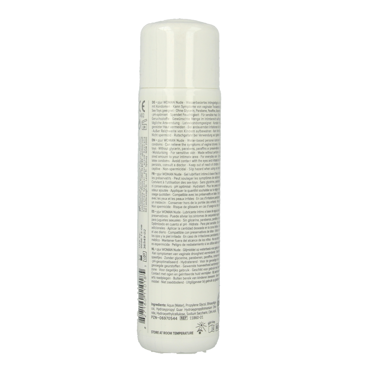 Pjur Woman nude lubricating gel in 100ml bottle, smooth, transparent glide for intimate comfort, by Pjur.