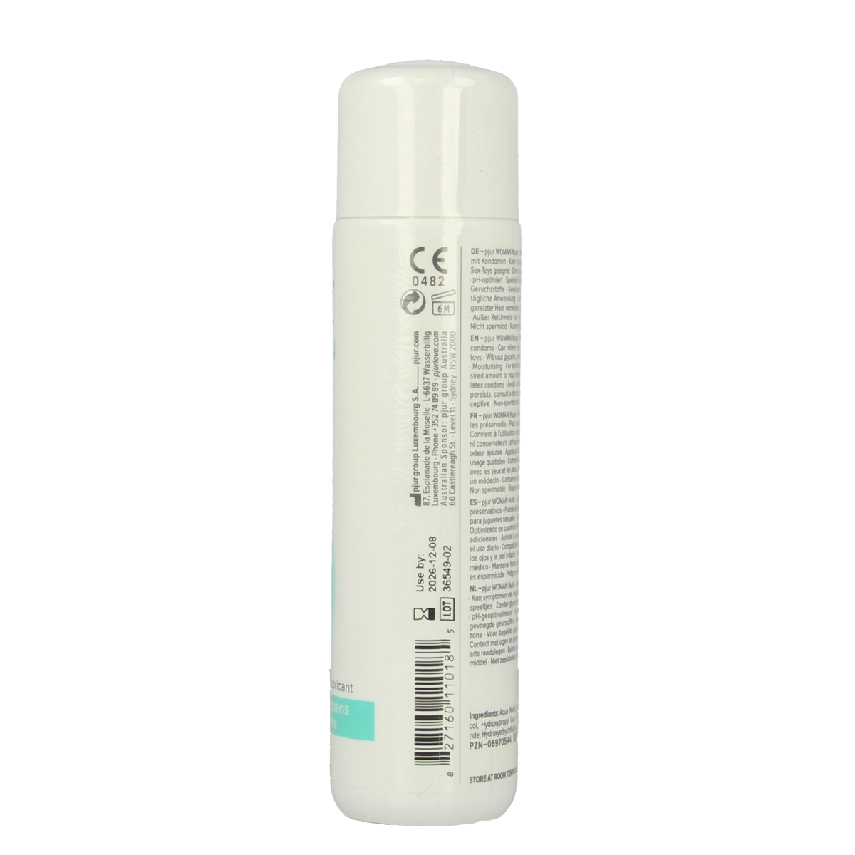 Pjur Woman nude lubricant in 100ml bottle, smooth and clear personal glide gel for intimate use, shown in the image.