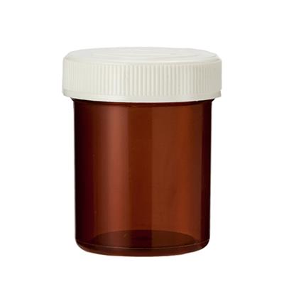 Spruyt Hillen 25ml brown tablet flask with cap, packaging material, shown in a close-up image.