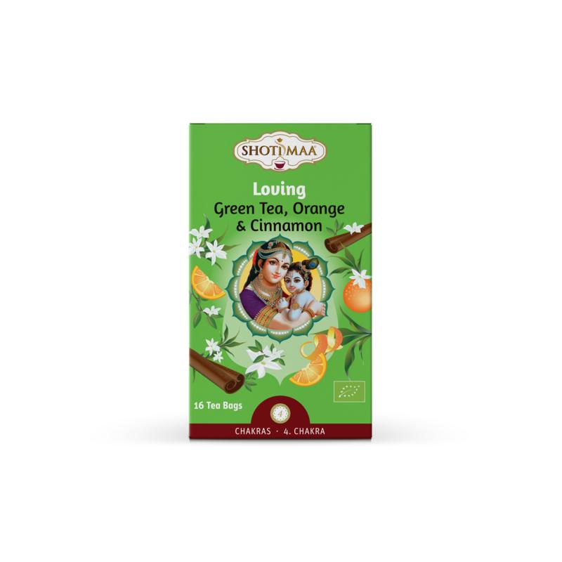 Shoti Maa Loving bio 16 tea and coffee sachets in a box, natural herbal blend for wellness.