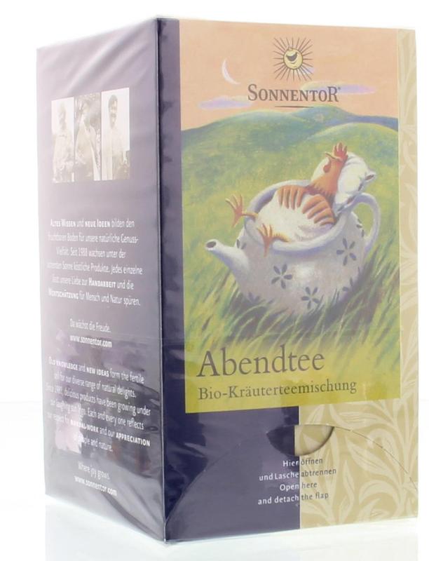 Sonnentor Avondthee bio tea bag pack with 18.00 tea bags, natural herbal tea for relaxing evenings, in eco-friendly packaging