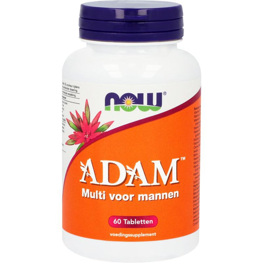 NOW Adam multivitamine voor mannen, bottle of 60 tablets, dietary supplement for men's health and daily vitamin support