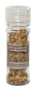 Esspo Wereldzout Deens rookzout molen with 105 grams of smoked salt for cooking and seasoning.