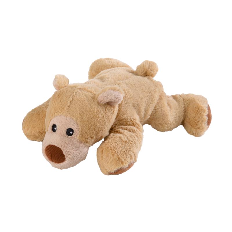 Warmies Mini beer plush toy with removable filling, soft stuffed toy for children, in a realistic beer bottle shape.