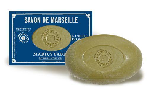 Marius Fabre Savon Marseille olive soap in 150g box, natural olive oil soap with traditional French craftsmanship.