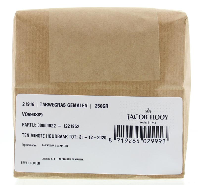 Ground wheatgrass powder from Jacob Hooy in a 250g package, part of herbal, salt, and meal mixes.