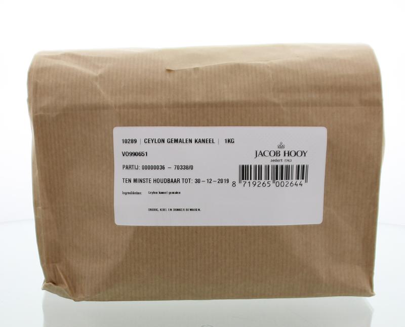 Jacob Hooy Ceylon cinnamon ground spice in a 1kg package, ideal for cooking and baking with high-quality Ceylon cinnamon.
