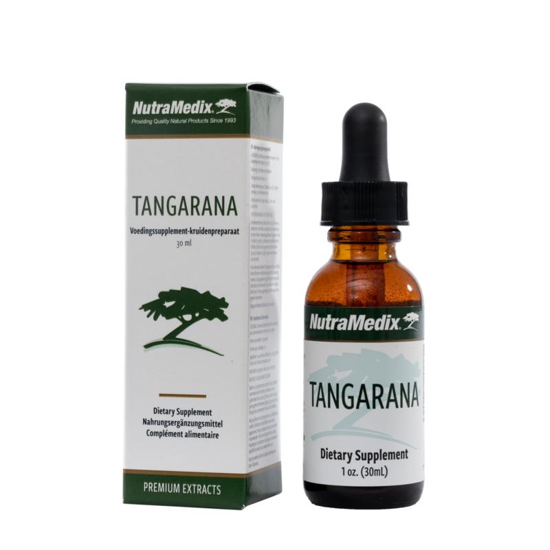 Nutramedix Tangarana herbal tincture bottle, 30ml, in a natural setting, showcasing the Nutramedix herbal supplement product.