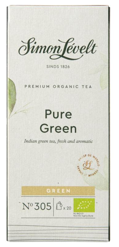 Simon Levelt Pure Green Bio 20 tea and coffee sachets in a box, natural and organic packaging, premium quality from Simon Levelt